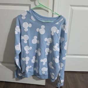 Disney Light Blue Sweatshirt with White Mickey Dot Print